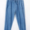 Dusk Blue Drawstring Waist Pocketed Plus Size Denim Joggers