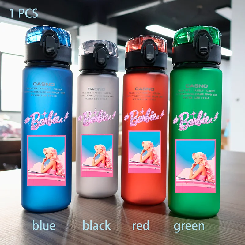 Barbie 560ML Large Capacity 4 Color Children Water Cup Portable Plastic Outdoor Sports Aldults Water Bottle Anime Customizable