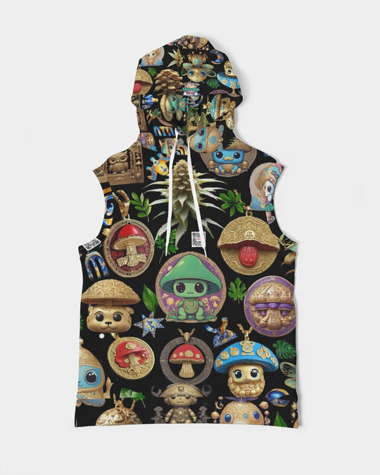 Mushroom Abstak Collection Men's All-Over Print Heavyweight Sleeveless Hoodie