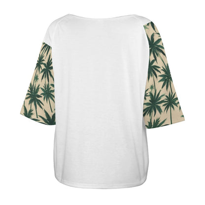 180gsm Women’s Off the Shoulder Half-Sleeve T-shirt BAT (All-Over Printing)