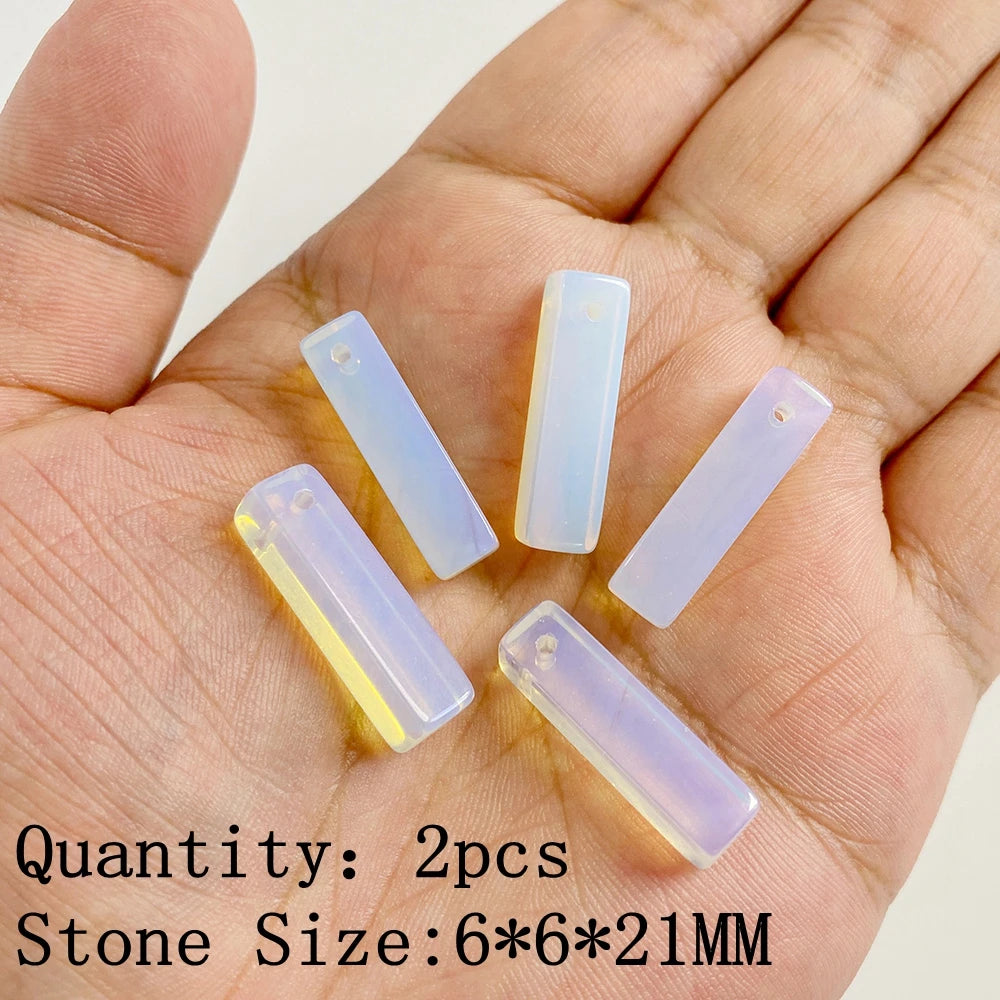 2pcs White Opal Pendants Charms Water Drop Heart Round Square Shape Pendant for Jewelry Making Diy Bracelet Necklace Earrings