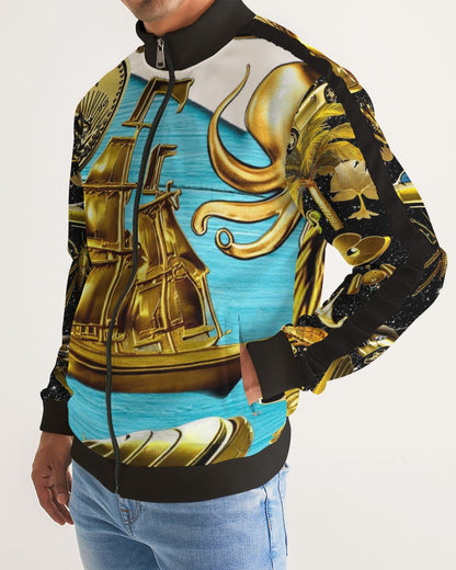 Outer Space Abstrak Men's All-Over Print Stripe Sleeve Track Jacket