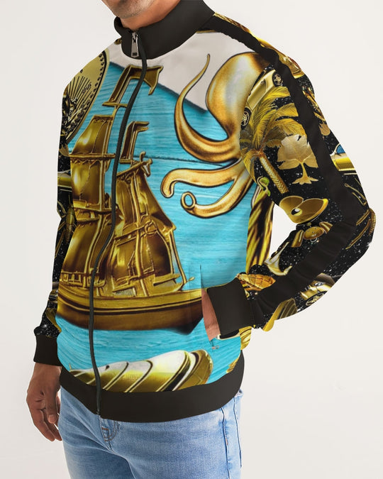 Outer Space Abstrak Men's All-Over Print Stripe Sleeve Track Jacket