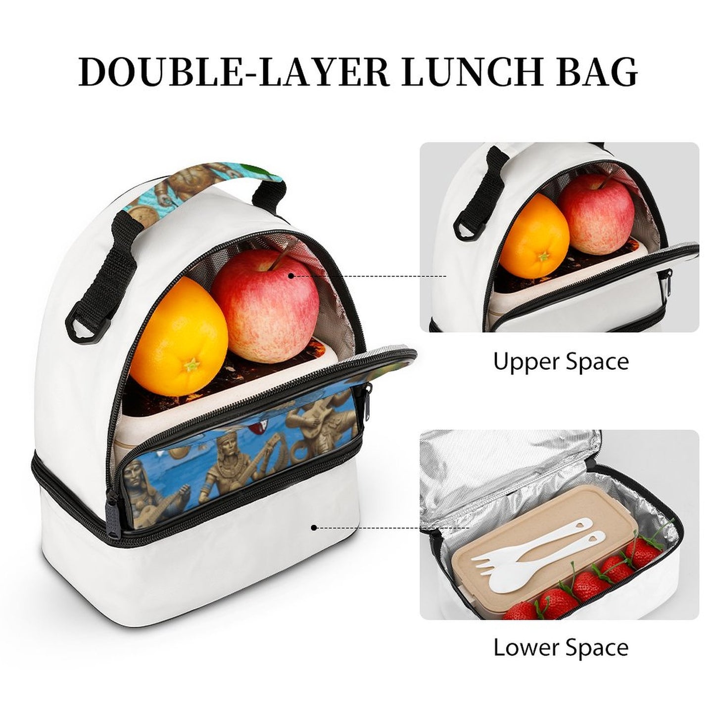 Two-Compartment Insulated Lunch Tote Bag (All-Over Printing)