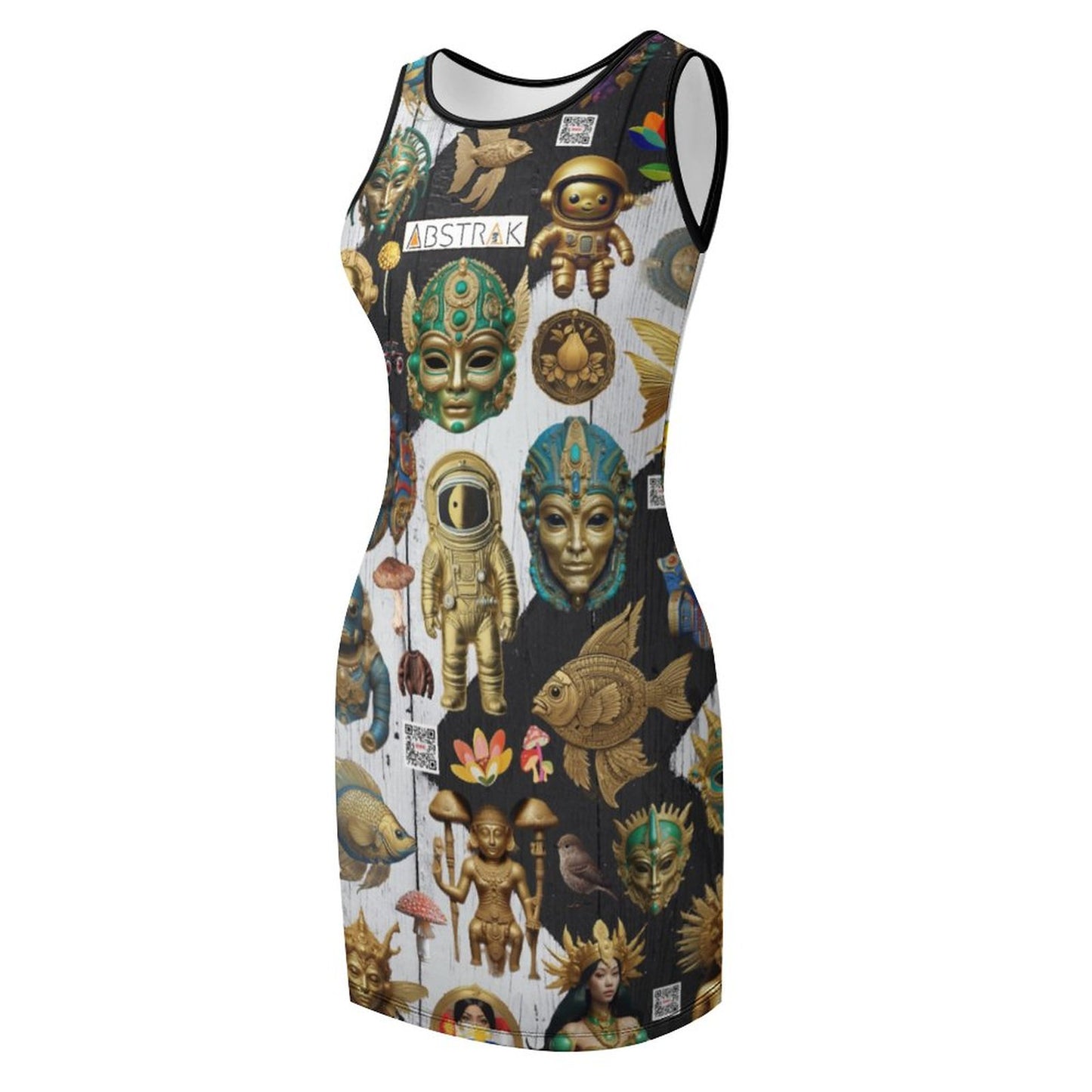 Sleeveless Ladies Tank Dress NZ014 (All-Over Printing)