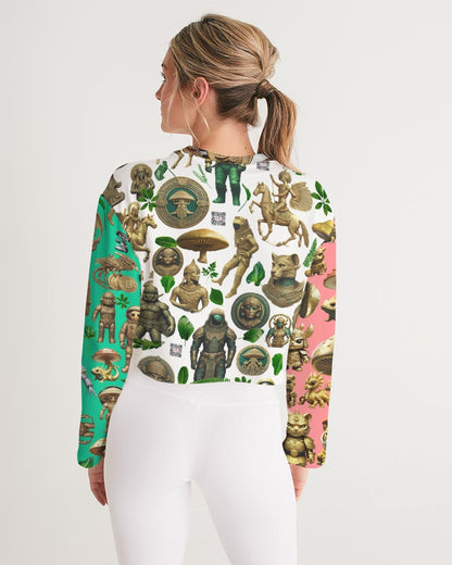 Ancient Abstrak Collection Women's All-Over Print Cropped Sweatshirt