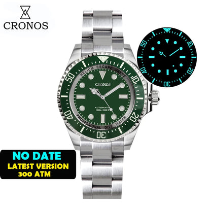 Cronos Automatic Diving Watch Stainless Steel 2000 Meters Water Resistance Professional Diver L6009M