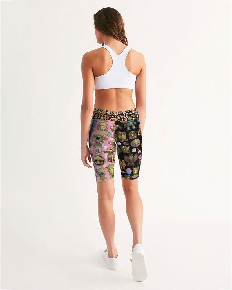 Alien Trendy Abstrak Collection Women's All-Over Print Mid-Rise Bike Shorts