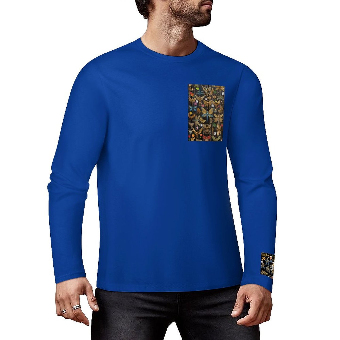 DTF 160gsm Cotton Men's Long Sleeve T-shirt (Front+Sleeve Printing)