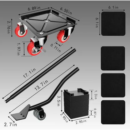 Furniture Movers with 5 Wheels,Carbon Steel Panel Heavy Duty Dolly,Furniture Lifter with 360° Rotatable Rubber Universal Wheels