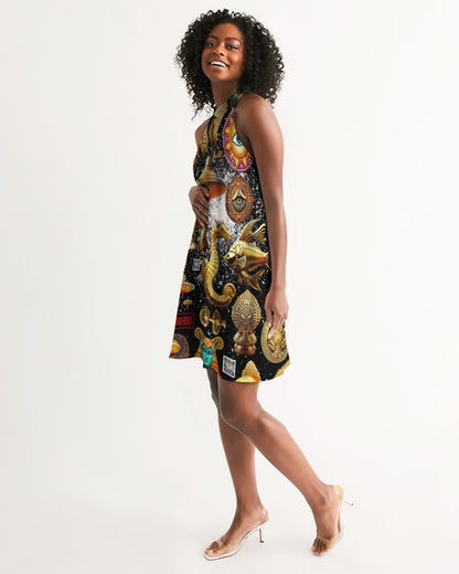 Eye and Face Abstrak Women's All-Over Print Halter Dress