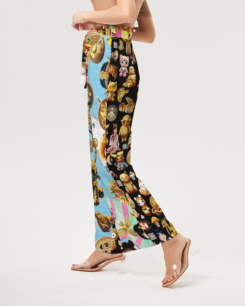 4 Annunaki Abstrak Collection Women's All-Over Print High-Rise Wide Leg Pants