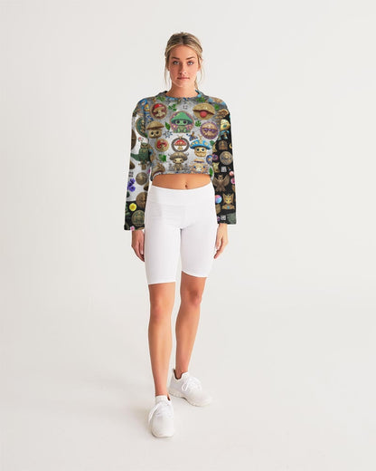 Alien Trendy Abstrak Collection Women's All-Over Print Cropped Sweatshirt