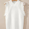 White Woven Tasseled Sleeveless Mock Neck Sweater Vest