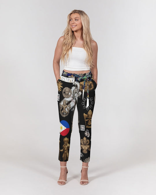 IMG_0540 Women's All-Over Print Belted Tapered Pants