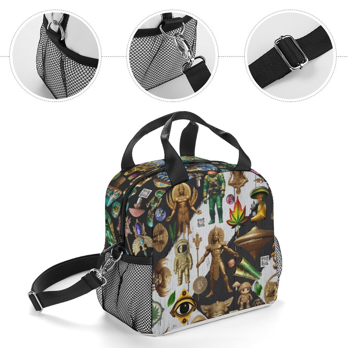 Insulated Lunch Crossbody Bag with Strap for Office School Picnic (All-Over Printing)