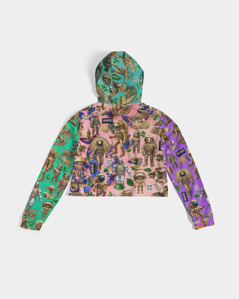 Ancient Abstrak Collection Women's All-Over Print Cropped Hoodie