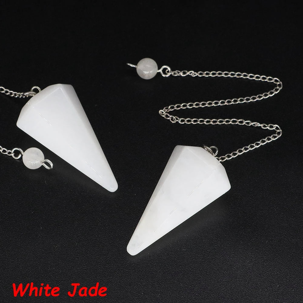 7 Chakra Pendulum Natural Stones Healing Crystal For Wicca Divination Witchcraft Dowsing Reiki Quartz Jewelry Pendants Wholesale