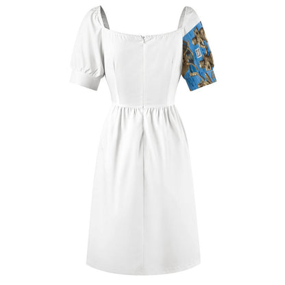 Short Sleeve V Neck Lovely Dress B271 (All-Over Printing)