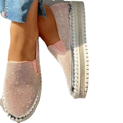 Wearing thick soled lazy casual rhinestones, Korean version versatile student shoe trend