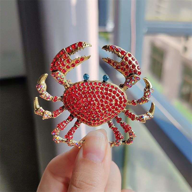 Full diamond crab brooch female niche high-end pin suit accessory