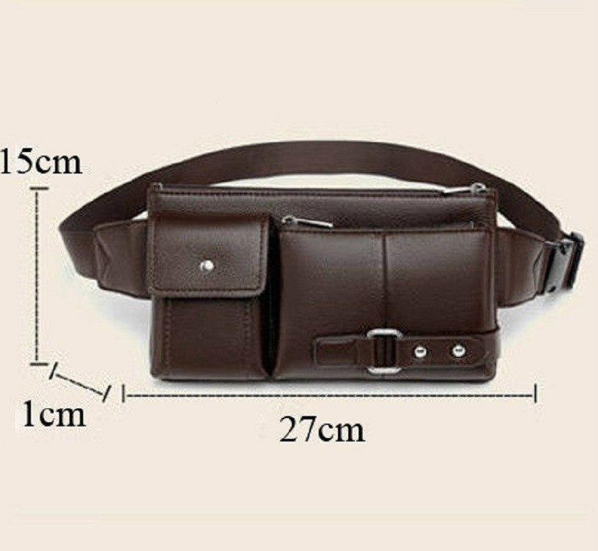 Multi Pocket Fanny Pack PU Leather Waist Bag Slim Shoulder Bag