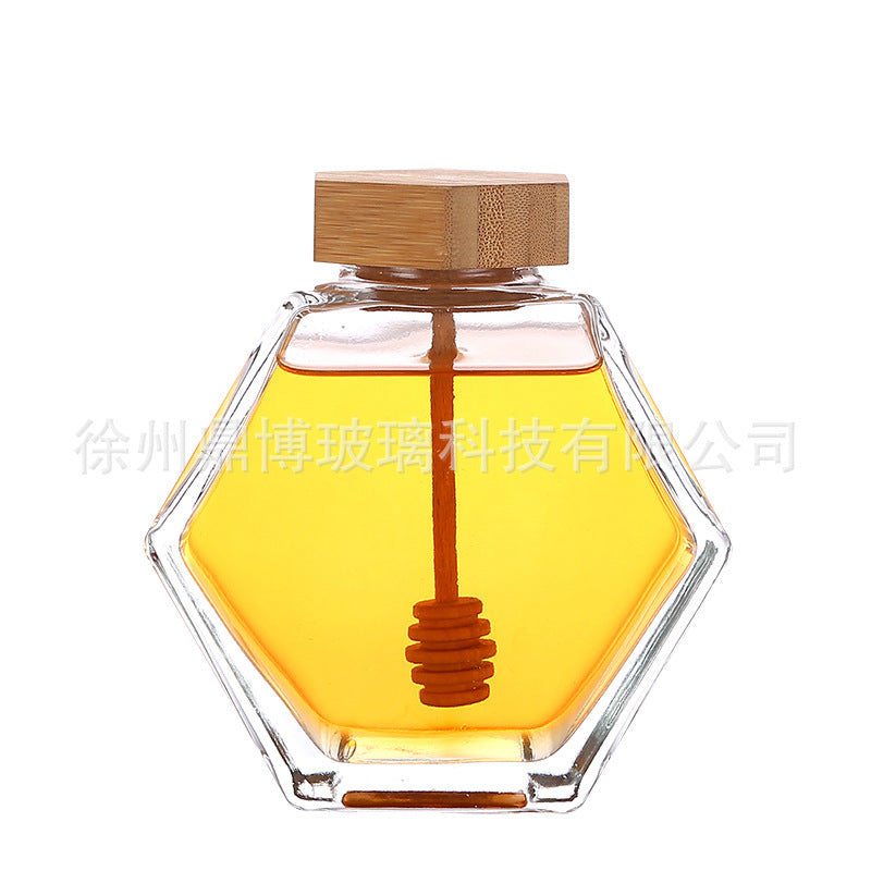 Honey Jar High-grade Flat Square Glass Bottle