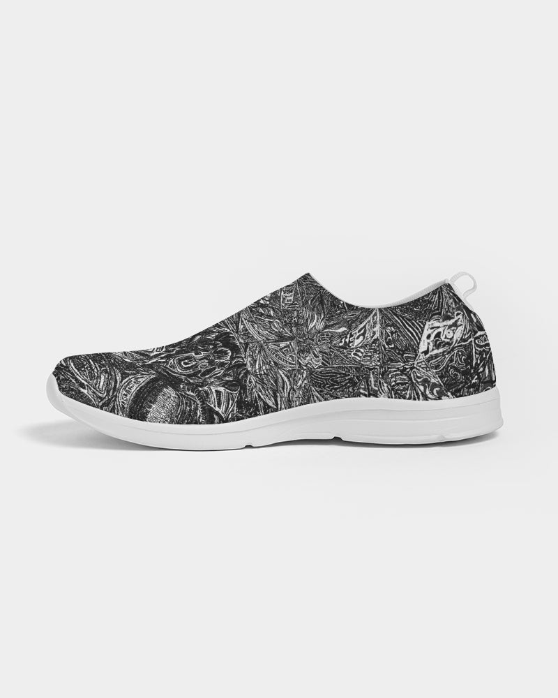 Greyscale Abstract Design Women's Slip-On Flyknit Shoe