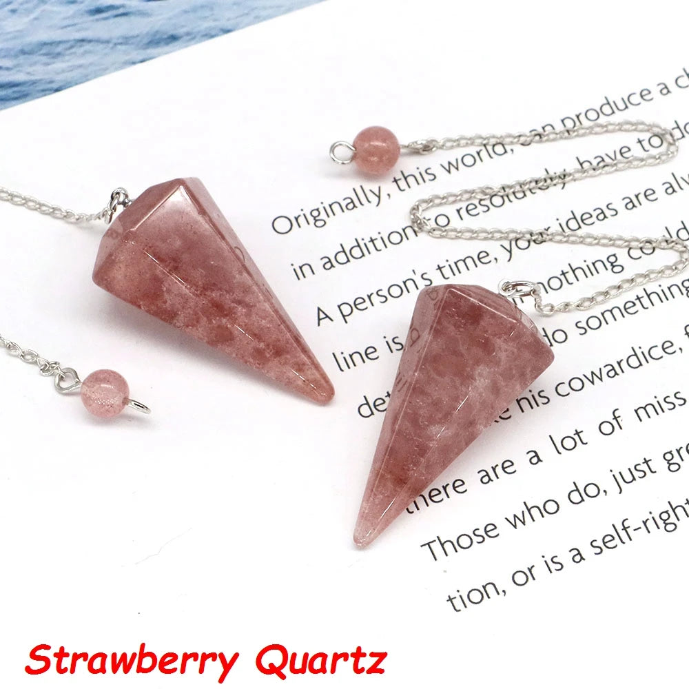 7 Chakra Pendulum Natural Stones Healing Crystal For Wicca Divination Witchcraft Dowsing Reiki Quartz Jewelry Pendants Wholesale