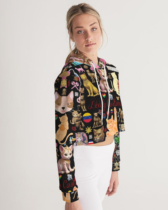 Leidy Abstrak Women's All-Over Print Cropped Hoodie