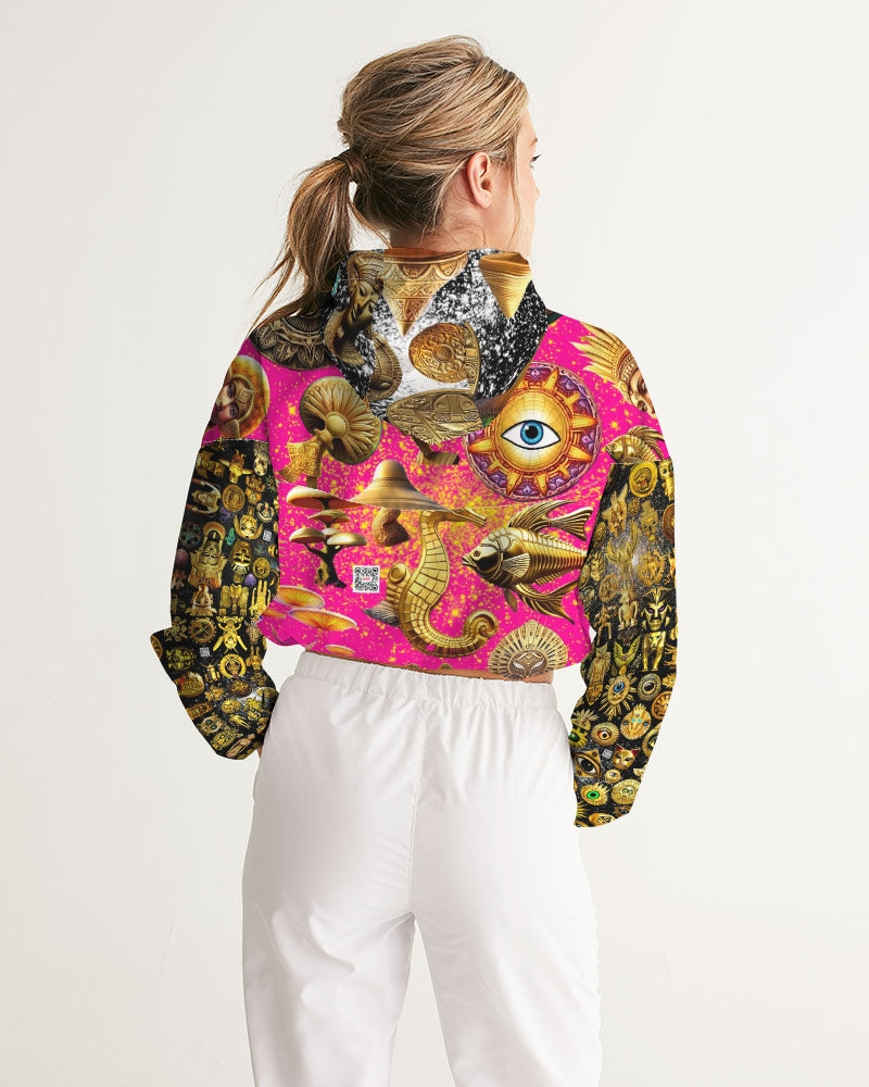 Nature Abstrak Women's All-Over Print Cropped Windbreaker