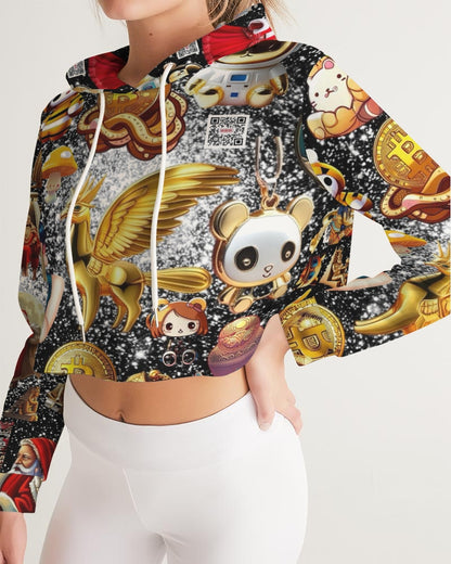 Womens Abstrak Women's All-Over Print Cropped Hoodie