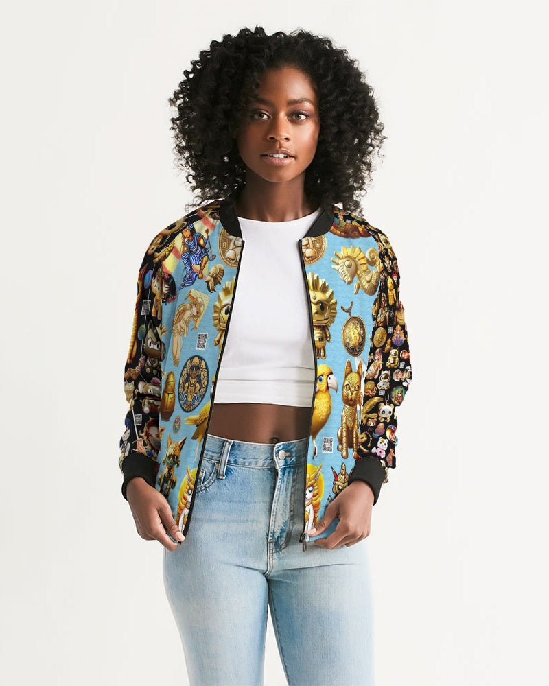 4 Annunaki Abstrak Collection Women's All-Over Print Bomber Jacket