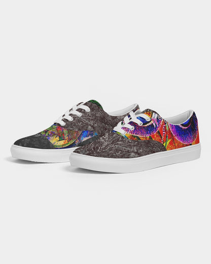 Saddle Serenade Abstract Design Men's Lace Up Canvas Shoe