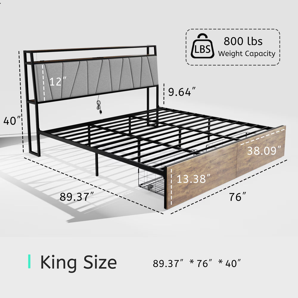 Large Bed Frame With Storage Space