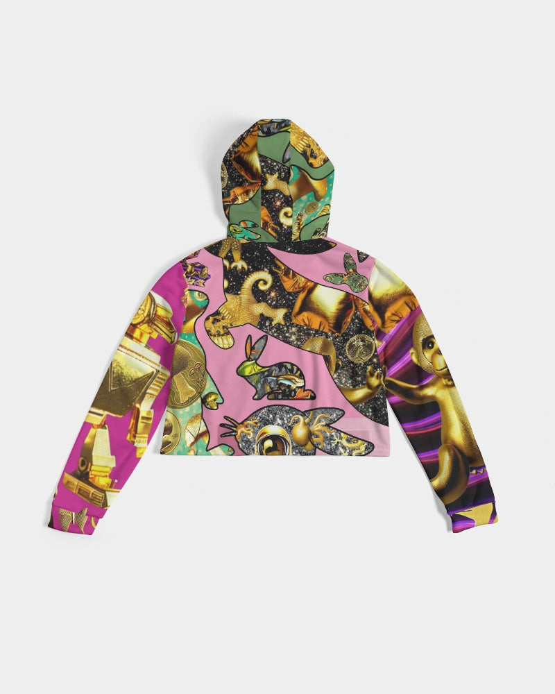 Robotic Abstrak Women's All-Over Print Cropped Hoodie