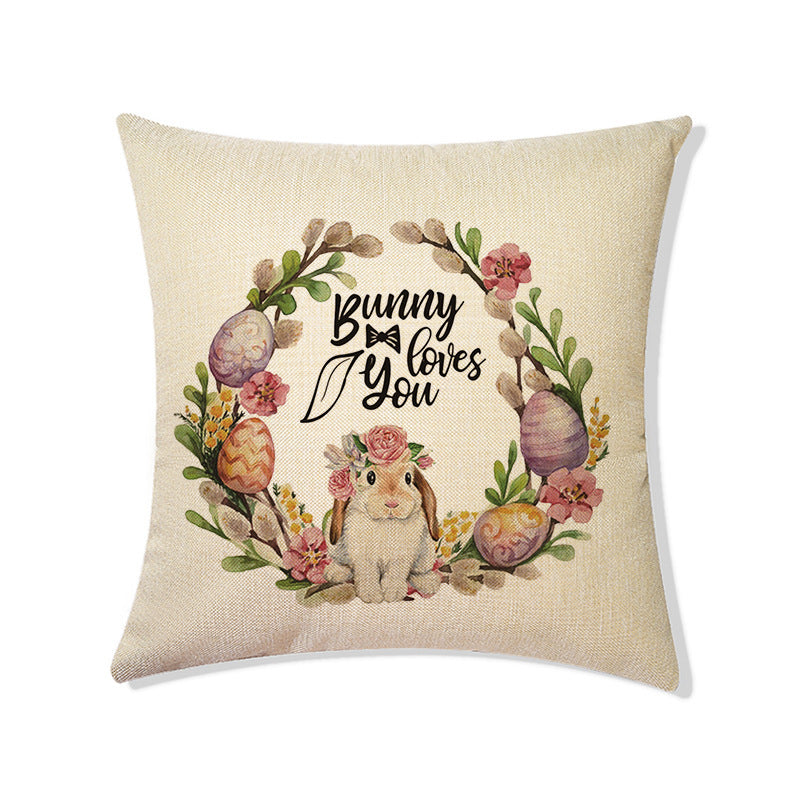 Rabbit Easter Eggs Truck Flower Basket Cushion Cover Throw Pillow Cover Nordic Room Decoration For Home Car Sofa Couch