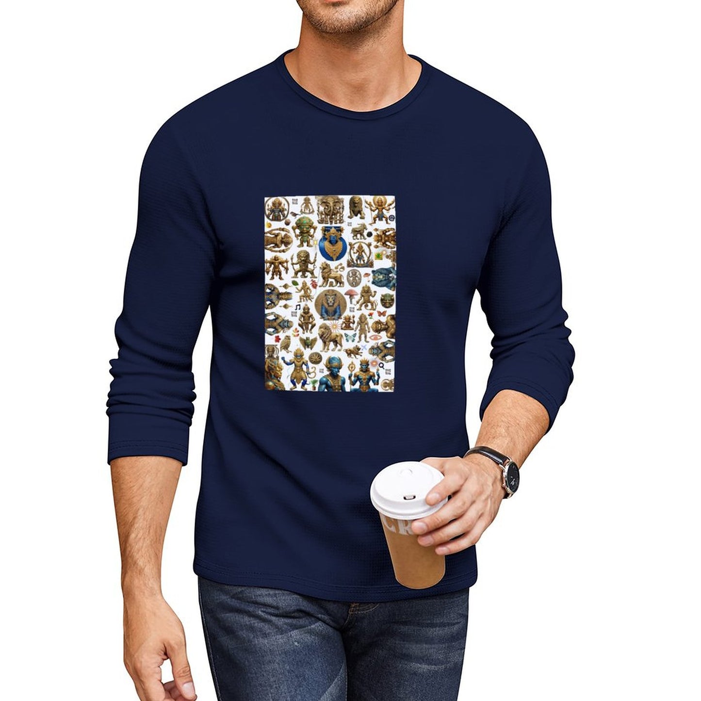 DTG 180gsm Men's Crewneck Long Sleeve T-shirt (Front Printing)