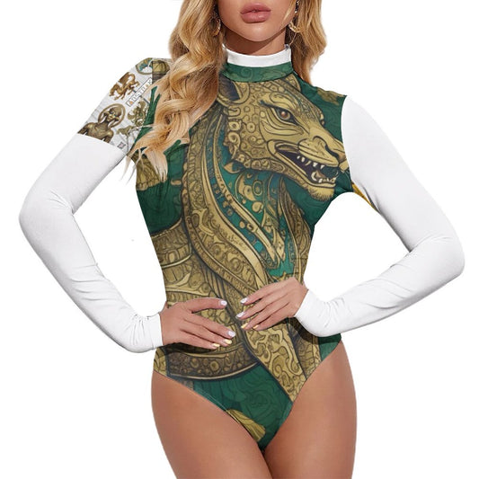 High-collar Long-sleeve Bodysuit NZ056 (All-Over Printing)