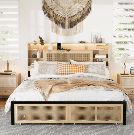 Queen-size Bed Frame With Storage