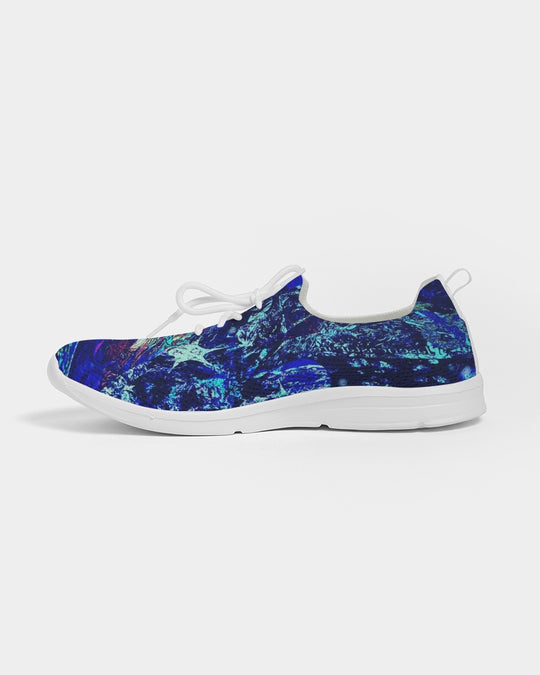 Blue Galaxy Abstract Design Men's Lace Up Flyknit Shoe