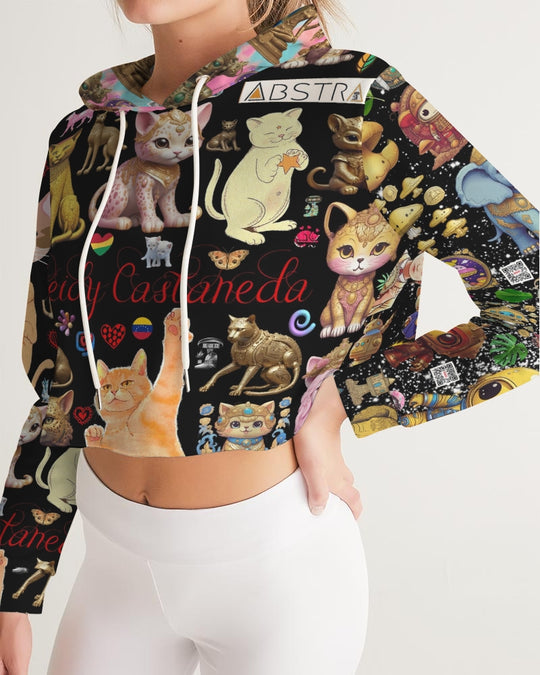 Leidy Abstrak Women's All-Over Print Cropped Hoodie