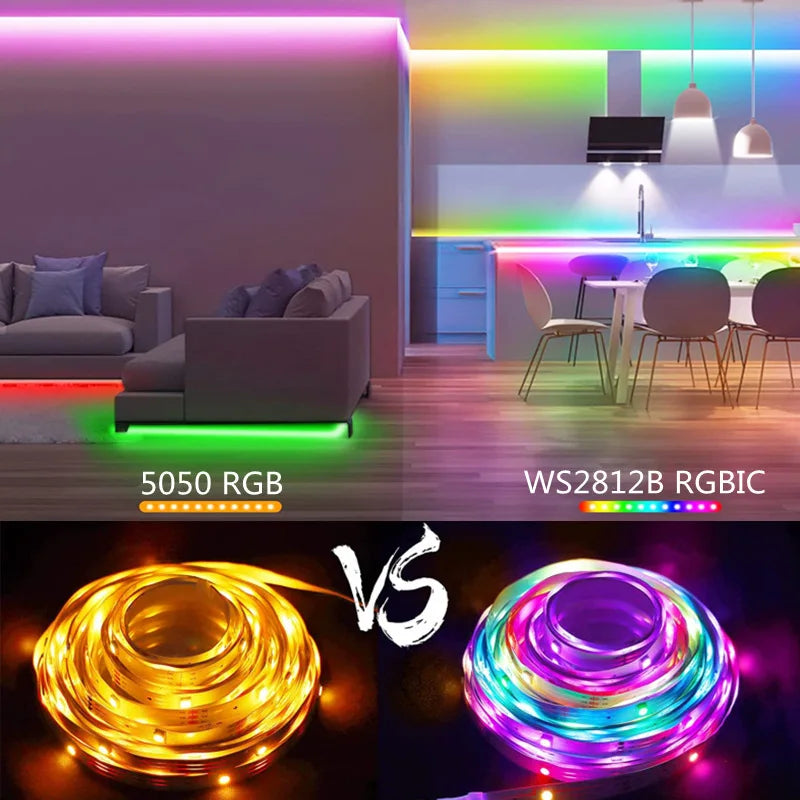 1-30M USB WS2812b Magic RGBIC Dream Strip Light 5050 LED RGB Strip Tuya WiFi App Horse Racing Running Atmosphere Light Home Deco