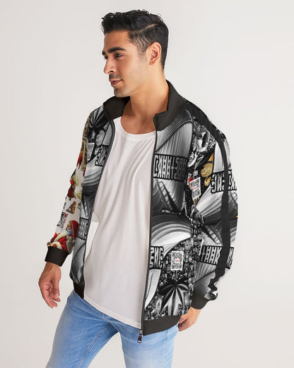 Matrix Vison Men's All-Over Print Stripe Sleeve Track Jacket