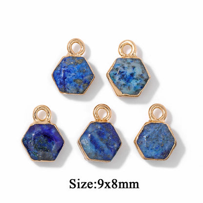 5PCS/lot Lapis Lazuli Stone Pendant Blue Moon Apple Oval Shape Gem Charms For Jewelry Making DIY Necklace Earrings DIY Handmade