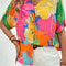 Multicolour Floral Print Folded Short Sleeve Shirt