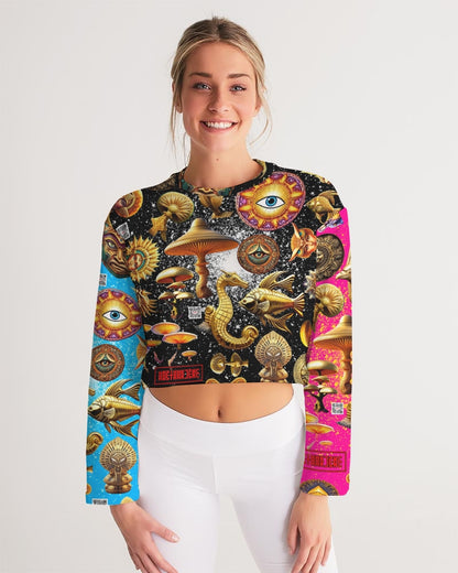 Eye and Face Abstrak Women's All-Over Print Cropped Sweatshirt