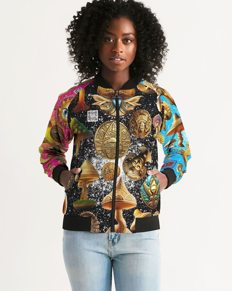 Nature Abstrak Women's All-Over Print Bomber Jacket