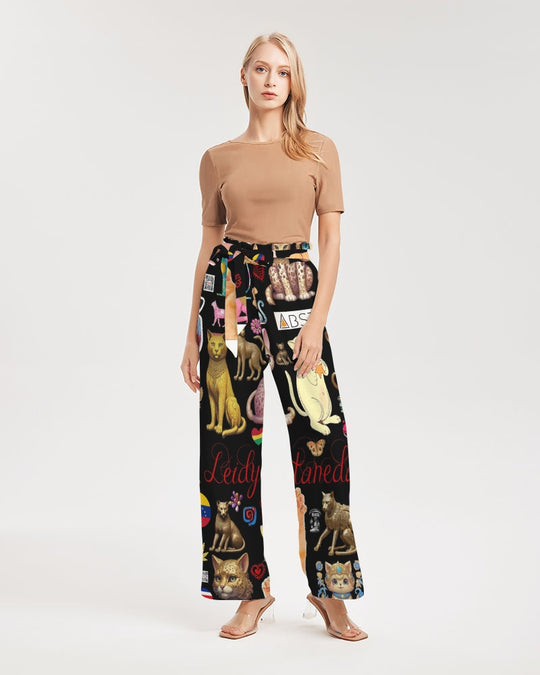 Leidy Abstrak Women's All-Over Print High-Rise Wide Leg Pants