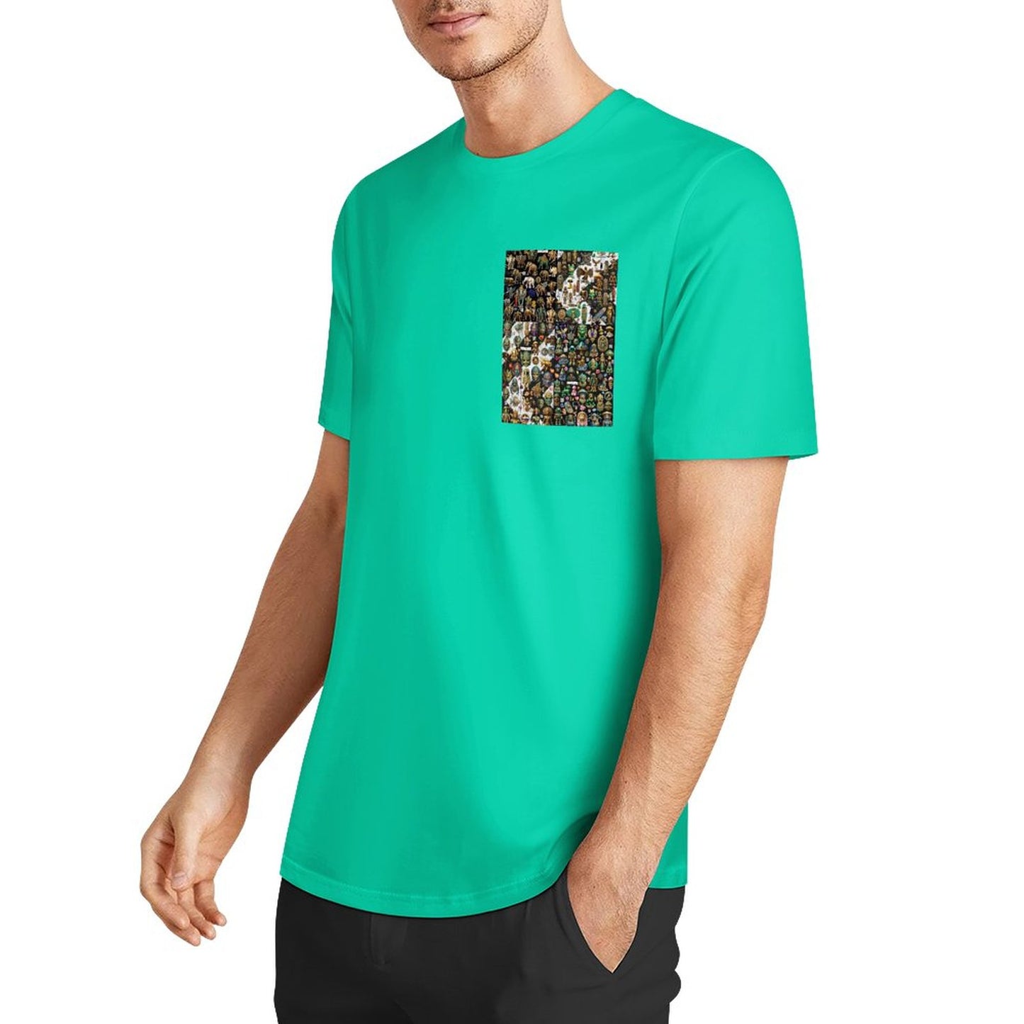 DTF 160gsm Men's Short Sleeve Cotton T-shirt (Dual-sided+Sleeve Printing)